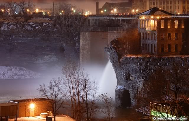 High Falls at Night - Photo by Josh Jones