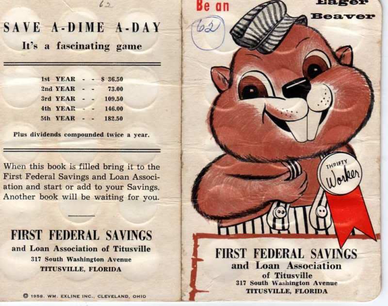 Vintage Peoples Mechanics Bank Squirrel Dimesaver Folder For Kids Savings A26
