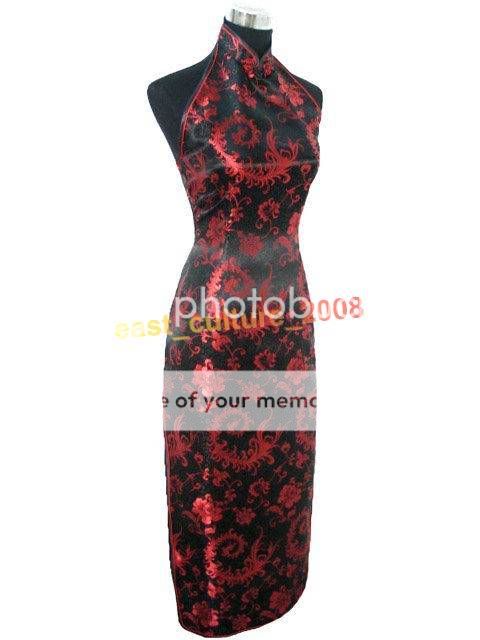 Chinese Cheongsam Backless Evening Dress Black WLD 75  