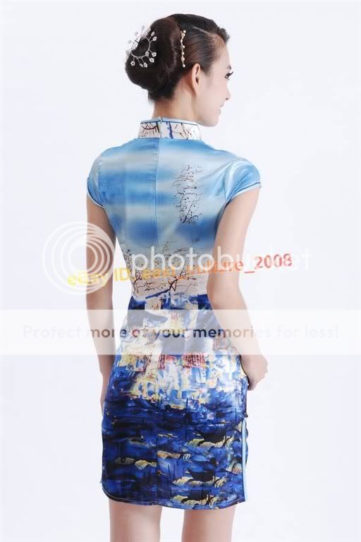 Women Mini Cheongsam Flower Evening Dress Qipao WMD 22  