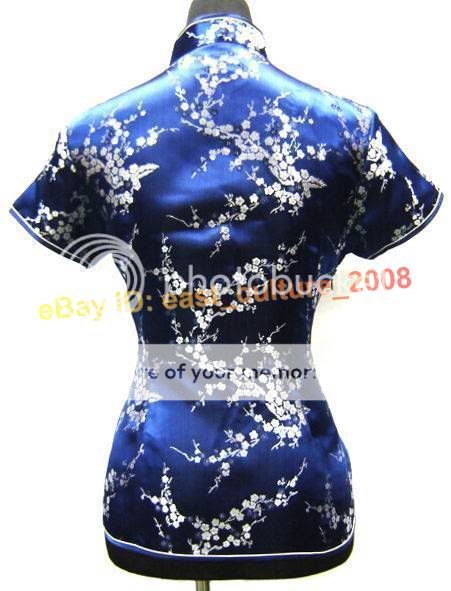 Chinese Handmade Embroidery Shirt Blouse Blue WHS 32  