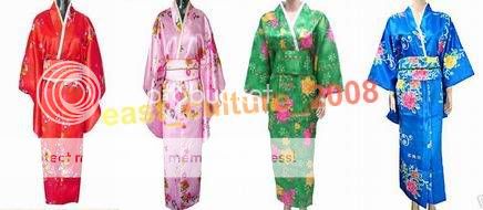 Japan Flower Kimono Dress Robe One Size Pink WKD 04  
