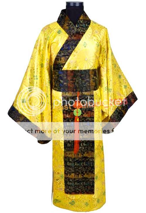 Japan Kimono Mens Haori Samura Robe Yellow MKD 12  