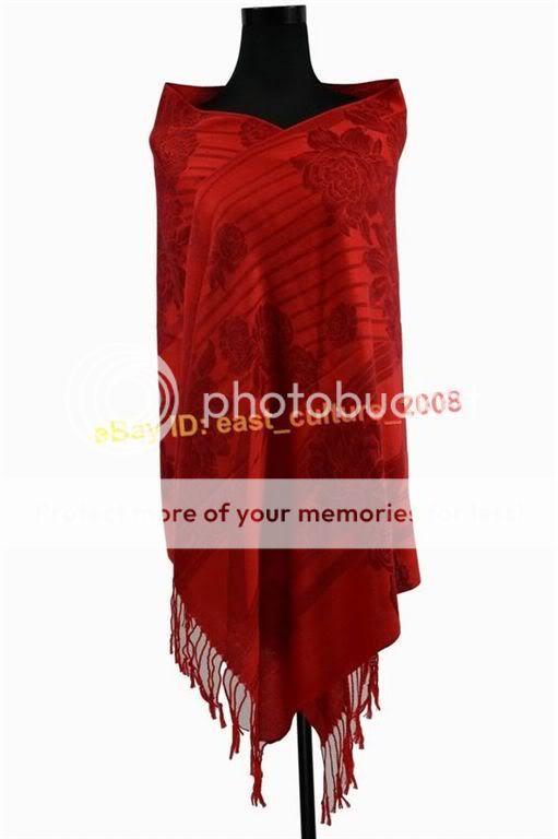 Woman Elegant Embroider Flower Pashmina Shawl Wraps Scarf WPS 20 